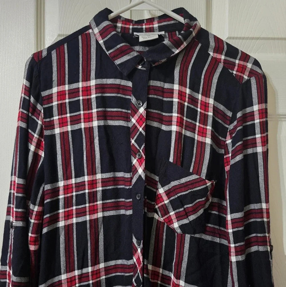 BLL NYC Black & Red Plaid Soft Flannel Shirt Dress/Duster, Button Front, EUC! - Picture 4 of 7